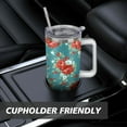 thumbnail image 7 of 40oz Pioneer Colorful Floral Stainless Steel Flip Straw Tumbler with Lid and Straw Spill Proof Travel Cup Double Wall Vacuum Insulated Coffee Mug with Handle White, 7 of 7