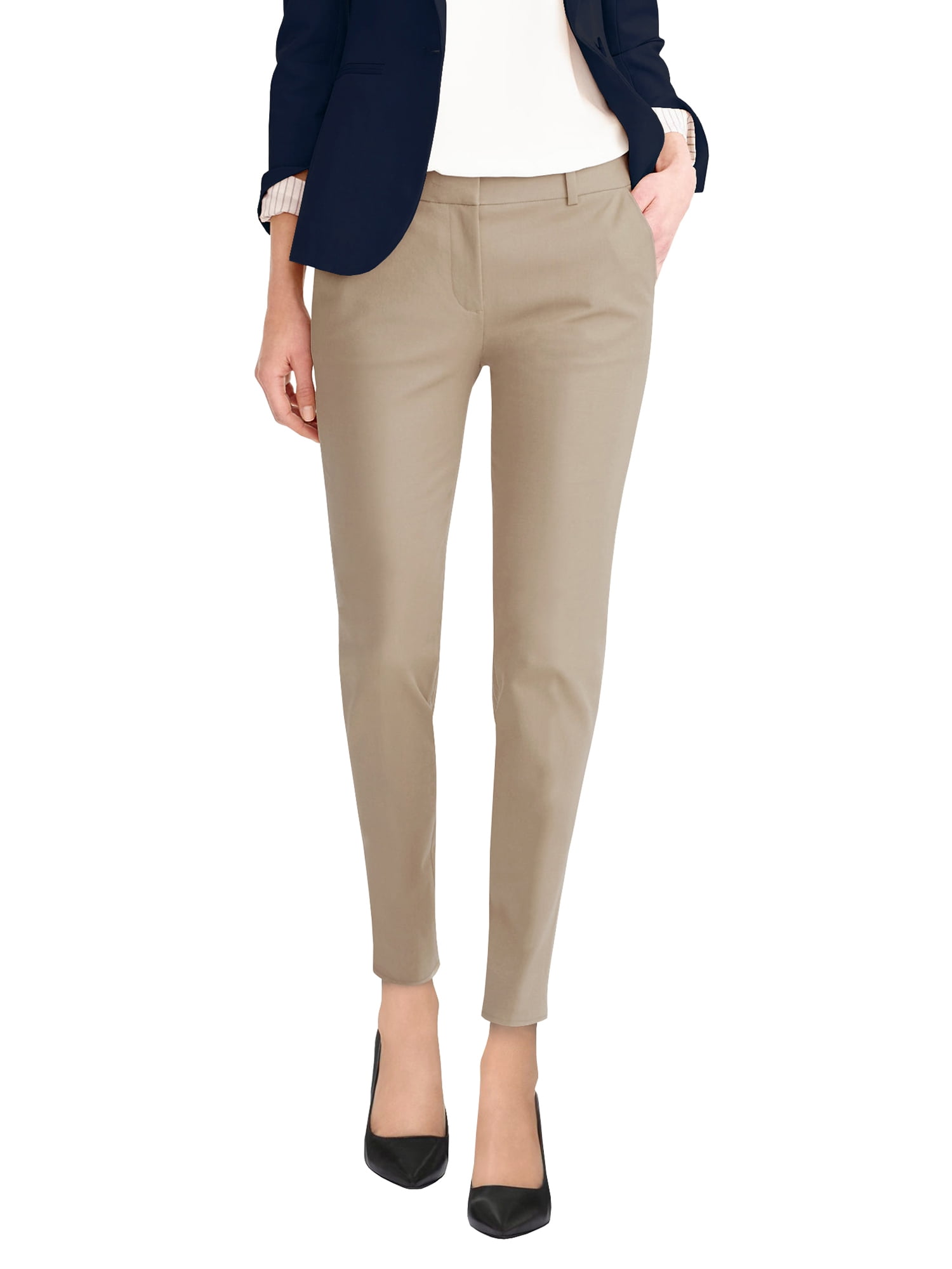 Hybrid & Company Womens Super Comfy Flat Front Stretch Trousers Pants