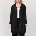 thumbnail image 2 of Ediodpoh Women's Solid Thin Transparent Mesh Cardigan for Women Three Quarter Sleeve Mid Length Shawl Coat Black XXL, 2 of 6