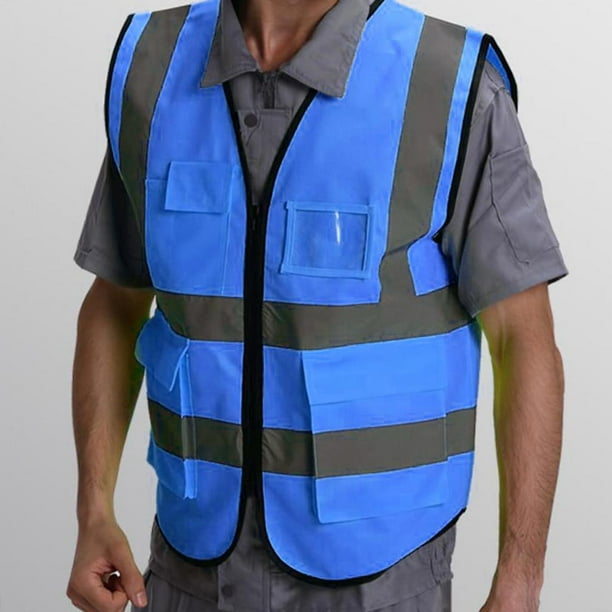 Chaleco Reflectante de Seguridad Perfecl Brillante Cremallera Frontal Azul XL