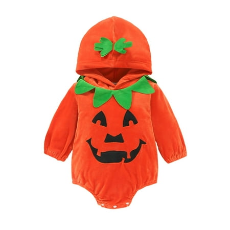 

uukiA Infant 0-24 Months Unisex Baby Halloween Plush Round Print Romper