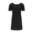 thumbnail image 6 of Feancey Summer Vacation Dresses for Women Puff Short Sleeve T-Shirt Dress Dressy Casual Beach Mini Dresses Trendy Square Neck A-Line Dress Black L, 6 of 8