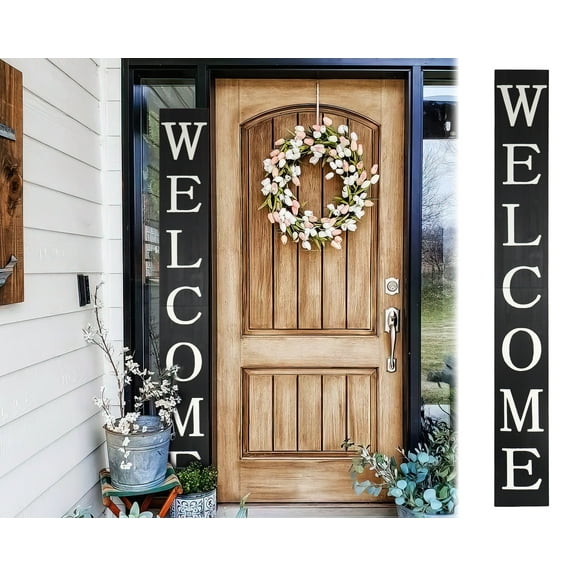 72" Fall Welcome Porch Sign - Rustic Farmhouse Front Door Decor