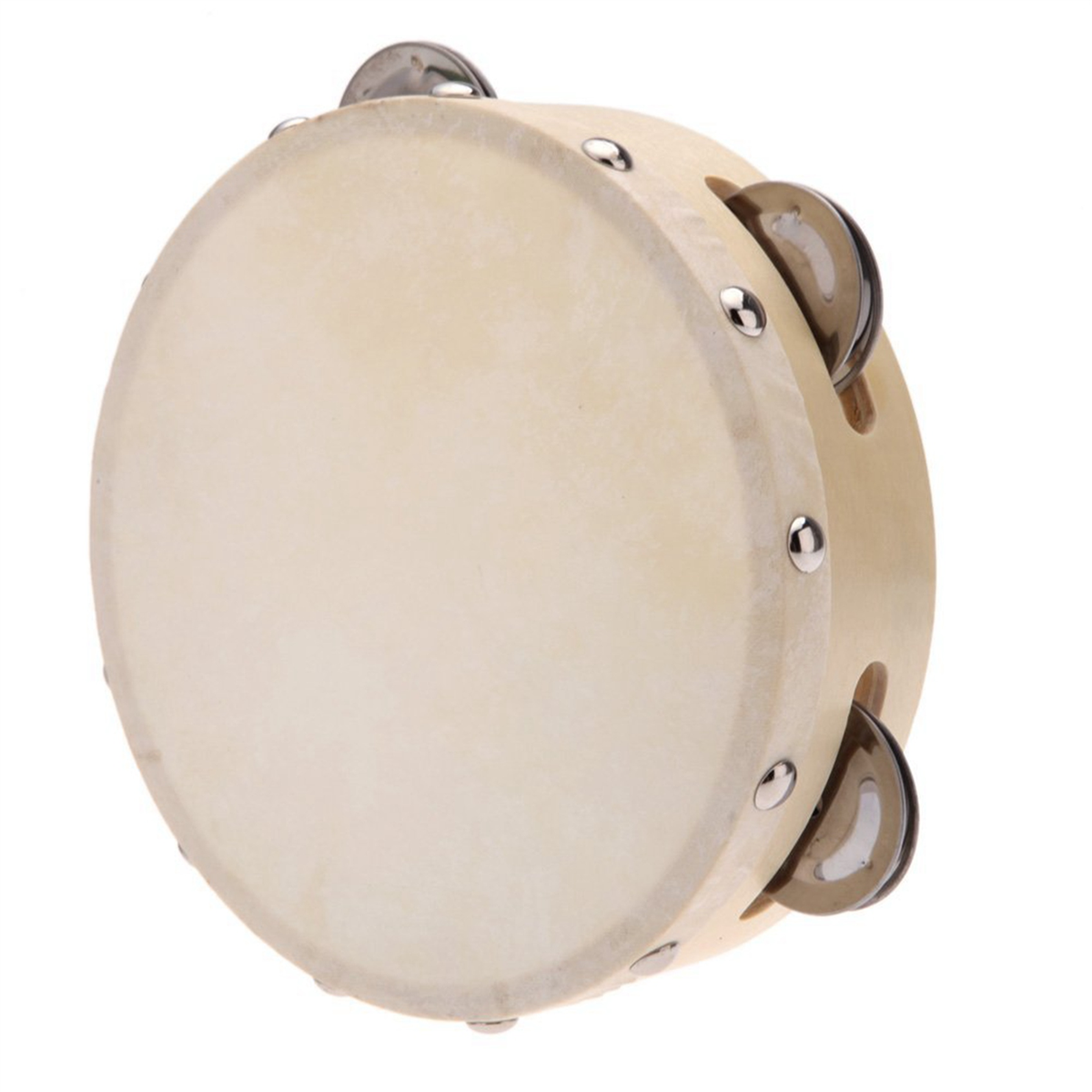 8X 6in Hand Held Tambourine Drum Bell Metal Jingles Percussion Musical Toy for KTV Kids Games