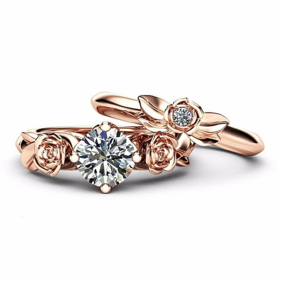 TIHLMK Creative Rose Flower Couple Ring