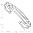 thumbnail image 4 of Finest Gold Sterling Silver Rhodium-Plated Polished Three Line Cuff Bangle, 4 of 4