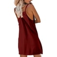 thumbnail image 4 of AWXNJUX Jumpers for Women Women's Solid Color Fashion Casual Double Pocket Shorts Jumpsuit (Wine Red,XXL), 4 of 5
