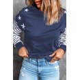 thumbnail image 2 of ABPHQTO Top de manga larga de patchwork con estampado de estrellas a rayas azules para mujer, 2 of 5
