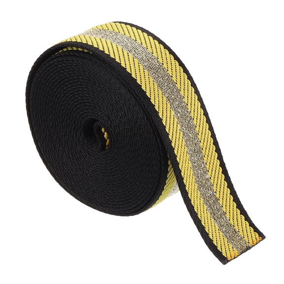 Uxcell 5Yards Nylon Webbing Strap, 38mm Striped Webbing Bag Strap, Yellow