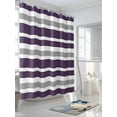 thumbnail image 3 of Dark Purple Shower Curtain, Gray White Stripe Waterproof Shower Curtain Set with 12 Hooks Lightweight Washable Fabric Shower Curtains for Bathroom 48x72 Inches, 3 of 6