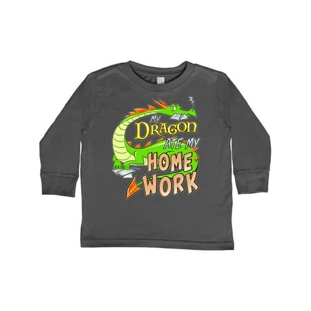 

Inktastic My Dragon Ate My Homework Gift Toddler Boy or Toddler Girl Long Sleeve T-Shirt
