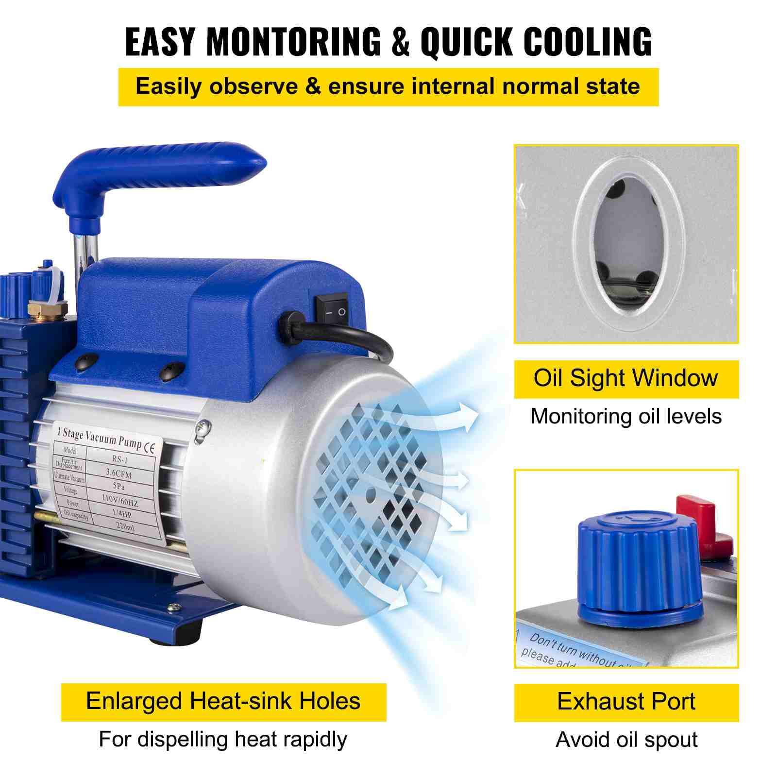 VEVOR 3 Gallon Vacuum Chamber Kit Stainless Steel Degassing Chamber 12L Vacuum Degassing Chamber Kit with 3.6 CFM 1 Stage Vacuum Pump HVAC
