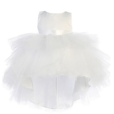 Baby Girls White Hi-Low Multi Level Ruffle Tutu Flower Girl Dress