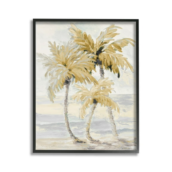 Stupell Industries Neutral Beige Palm Trees Landscape Painting Black Framed Art Print Wall Art, 11 x 14