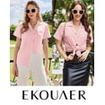 thumbnail image 5 of Ekouaer Womens Cotton Pajamas Set Classic Short Sleeve Pjs Set Soft Button Down Sleepwear Loungewear, 5 of 6