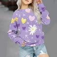 thumbnail image 2 of Odeerbi Kids Girls Crewneck Sweatshirts Fall Winter Pullover Sweatshirt 1-12 Years Love Printed Long Sleeve Hoodless Sweatshirts Kids Clothes Purple, 2 of 5