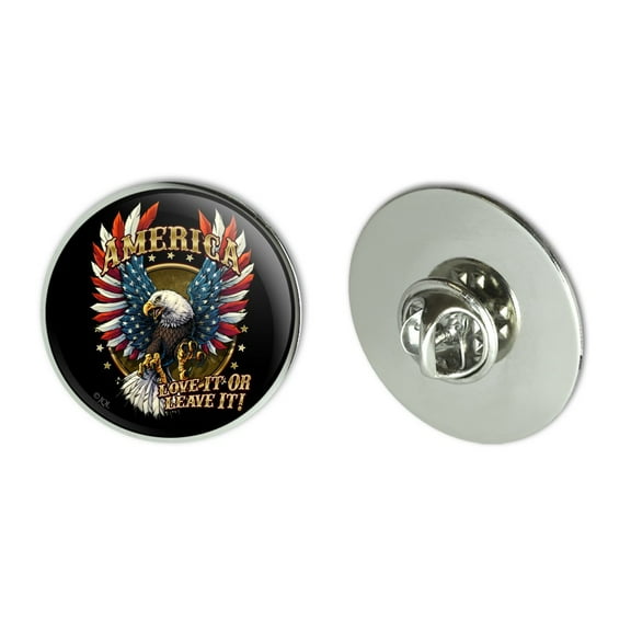 America Love It Or Leave Eagle USA American Flag Metal 1.1" Tie Tack Hat Lapel Pin Pinback