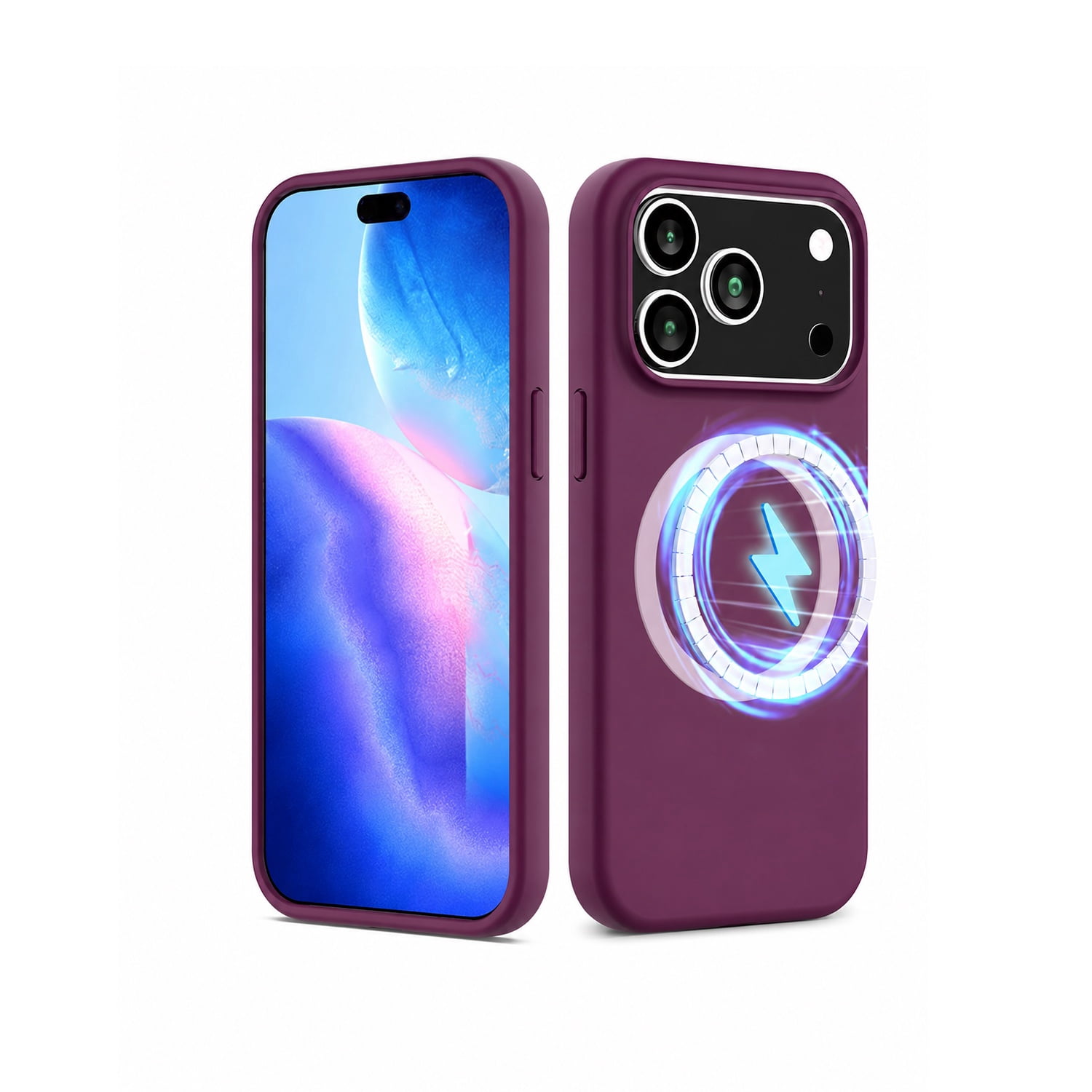 Shockproof Silicone Protective Case for iPhone 17 Pro Max with MagSafe Charging - Maroon