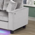 thumbnail image 4 of Miekor Furniture Sorrento 74"W Gray Velvet Reversible Sectional Sofa Chaise with LED Light, USB Port, Nailhead Trim, Throw Pillows, Tufted Cushion No.7491, 4 of 5