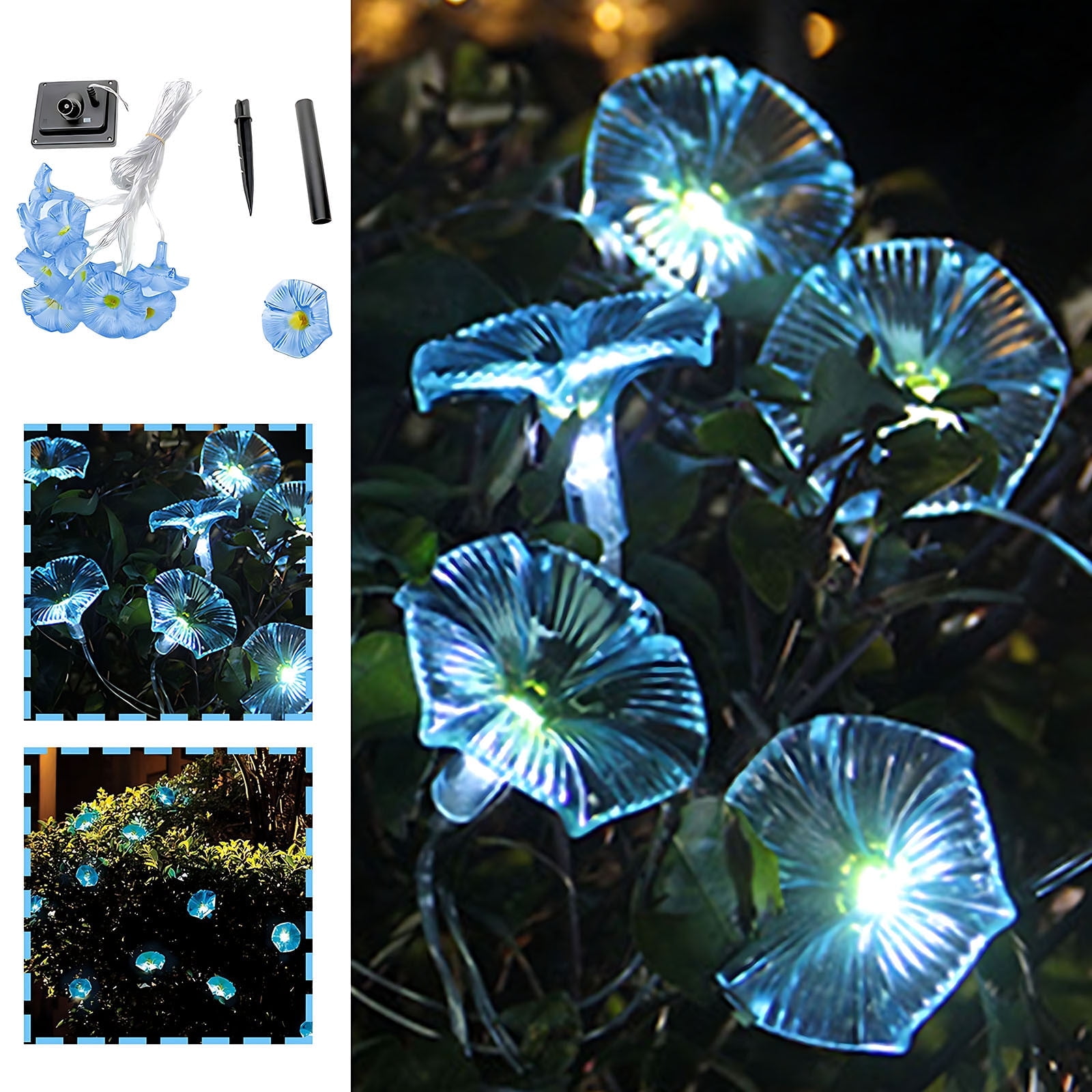 Solar Lights Outdoor, 32Ft Solar Garden Lights with Morning Glory Flowers, Waterproof Outdoor String Lights, Flower String Lights for Homes Wedding Patio Party Decor