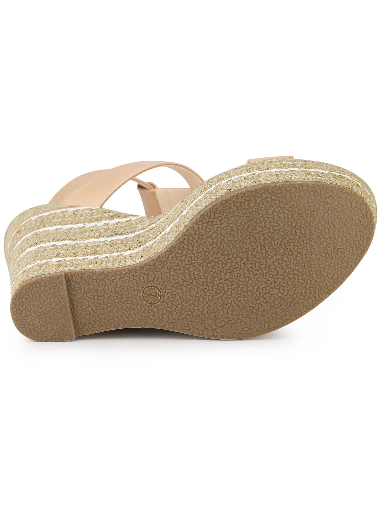 DARING DIVA Women's Strappy Wedge Platform Sandals Nude 7.5