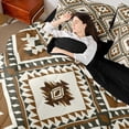 thumbnail image 4 of jejeloiu Rustic Western Aztec 7pcs Bedding Comforter Set,Retro Bohemian Geometric Queen Bedding Sets,Brown Beige Queen Sheet Sets For Men Women,Home Decor Reversible, 4 of 8