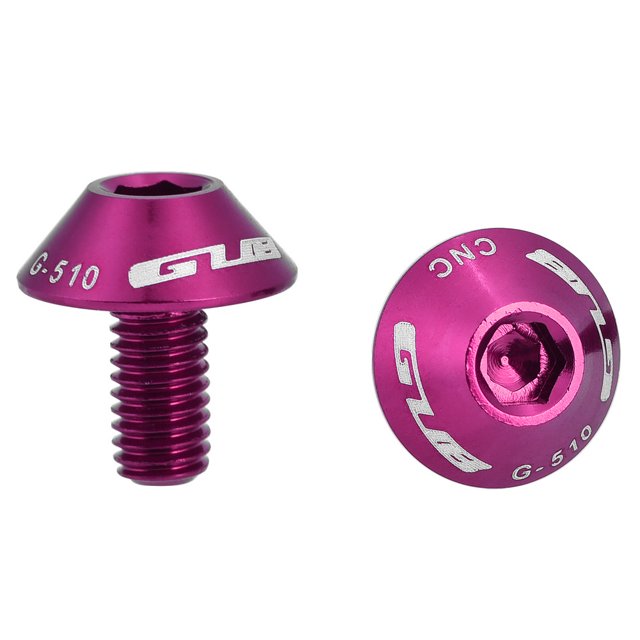 GUB G-510 - 2 tornillos para portabidón de bicicleta (M5 x 12 mm, morado)