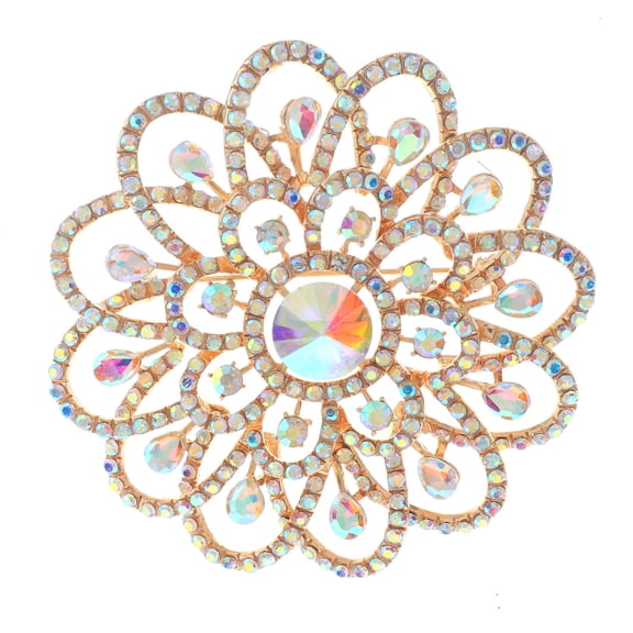 Large Crystal Flower Brooch