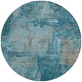 thumbnail image 4 of HomeRoots 596892 8 ft. Teal Blue & Gray Round Abstract Washable Indoor & Outdoor Area Rug, 4 of 5