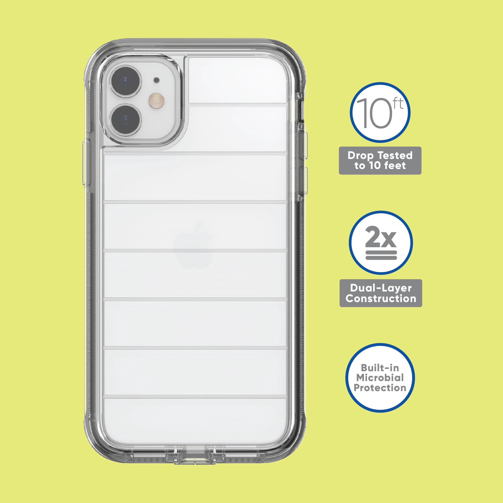 onn Slim Rugged Phone Case for iPhone 11/iPhone XR, Clear