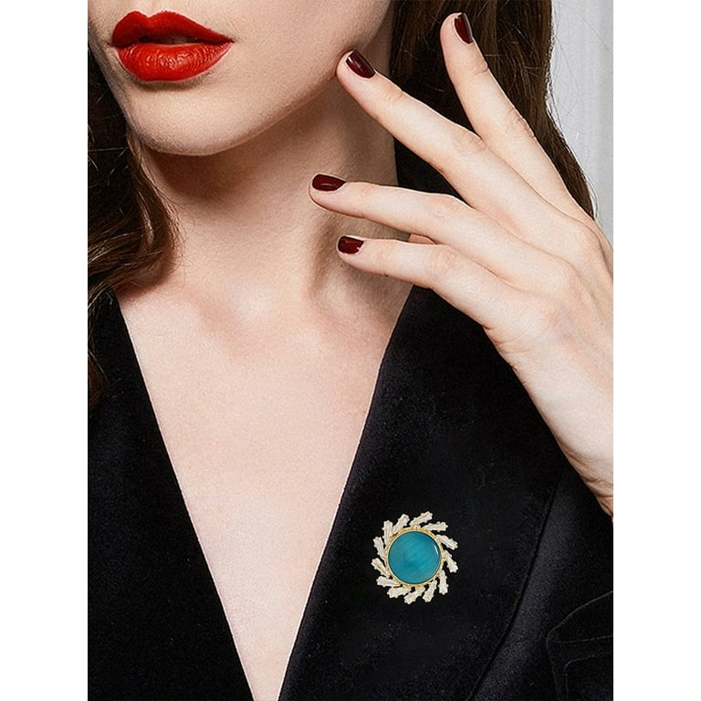 Garhelper Opal Brooch Pins for Women Fashion Zircon Copper Brooch Ocean Brooch Pins, Women's, Size: 2, Gold