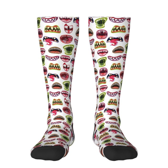 Balery Halloween Mouth Calcetines novedosos Calcetines deportivos Calcetines hasta la rodilla Calcetines de algodón Calcetines originales y geniales