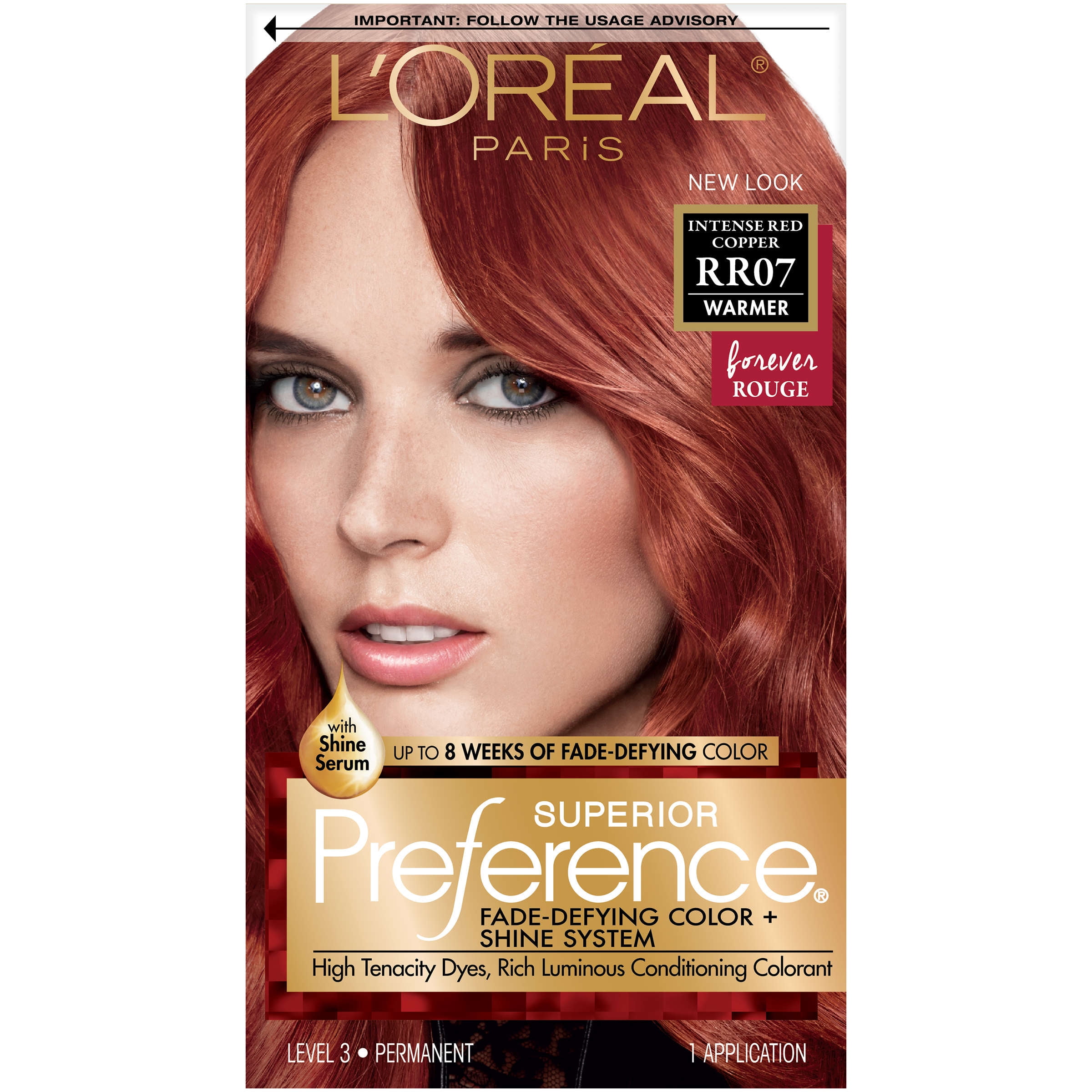 L'Oreal Paris Superior Preference Fade-Defying Shine Permanent Hair Color,  RR-07 Intense Red Copper, 1 Kit - Walmart.com