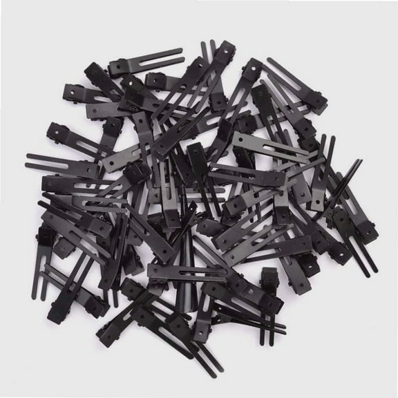 120pcs Double Prong Curl Clips, Wobe 1.8" Curl Setting Section Hair Clips Metal Alligator Clips Hairpins for Hair Bow Great Pin Curl Clip, Styling Clips for Hair Salon Barber (Black)