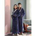 thumbnail image 1 of Unisex Long Color-Block Plush Shawl Collar Thickened Flannel Robe For Home, 1 of 4