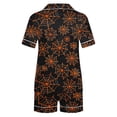 thumbnail image 4 of Tnhcen Women's Halloween Spider Web Pajama Set 2-Piece Collared Button Up Top Elastic Shorts Comfortable Sleepwear S-2XL Multiple Colors Available Orange, 4 of 8