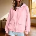 thumbnail image 2 of Hauaitttt Lady Zip up Hooded Sweatshirt with Loose and Casual Long Sleeves and Jacket Style Hoodie Female Small Sweatshirts Light Weight Zip up Hoodie Women Hooded Sweat Shirt for Women Snap Front, 2 of 4