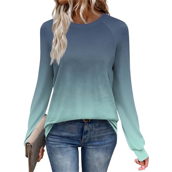 YUGYXL Women's Long Sleeve T Shirts Tie Dye Shirt Basic Vintage Athletic Workout Tops Light Weight Sweatshirts Mint Green S