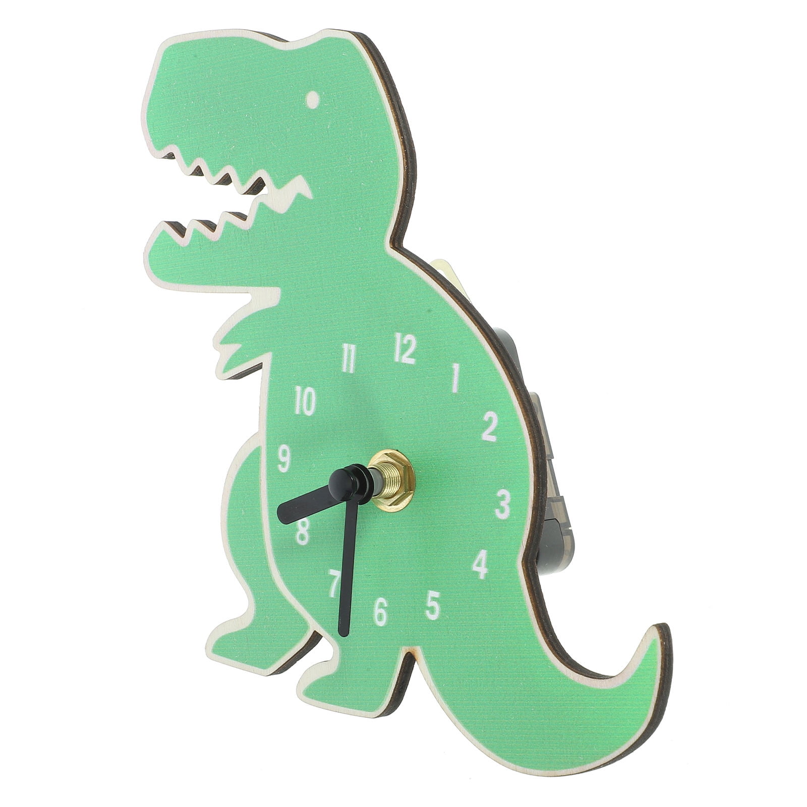 VERDANVERSE Green Wooden Dinosaur Themed Room Clock Silent Battery Powered for Bedroom Wall Decor