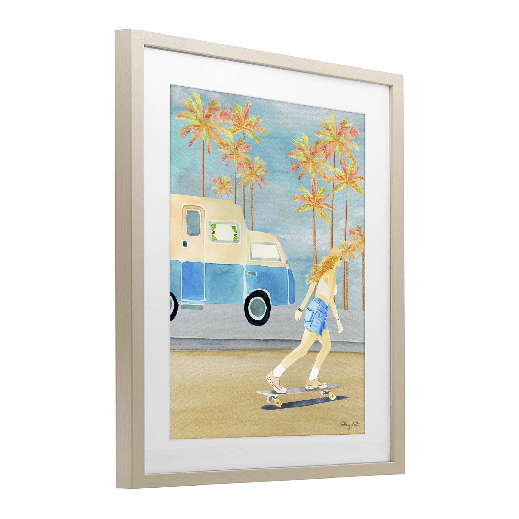 Stupell Industries Santa Monica Road Trip Birch Framed Print Under Glass, design by Hillary Holt