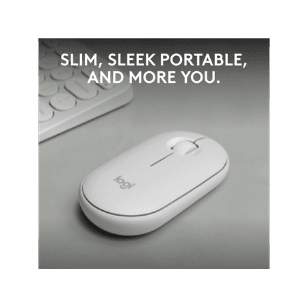 Logitech - Pebble Mouse 2 M350s Slim Lightweight Wireless Silent Ambidextrous Mouse with Customizable Buttons - Off-White