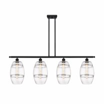 516-4I-BK-G557-8CL-Innovations Lighting-Vaz - 4 Light Stem Hung Island In Industrial Style-10.38 Inches Tall and 48 Inches Wide-Matte Black