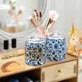 thumbnail image 3 of Yayeee 4 Pack Qtip Holder Bathroom Cotton Swab Canister with Lid Clear Dispenser Set, Blue Floral Pattern, 3 of 6