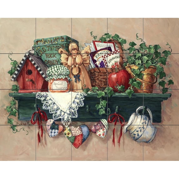 Tile Mural Kitchen Backsplash - Country Shelf-BM - by Barbara Mock