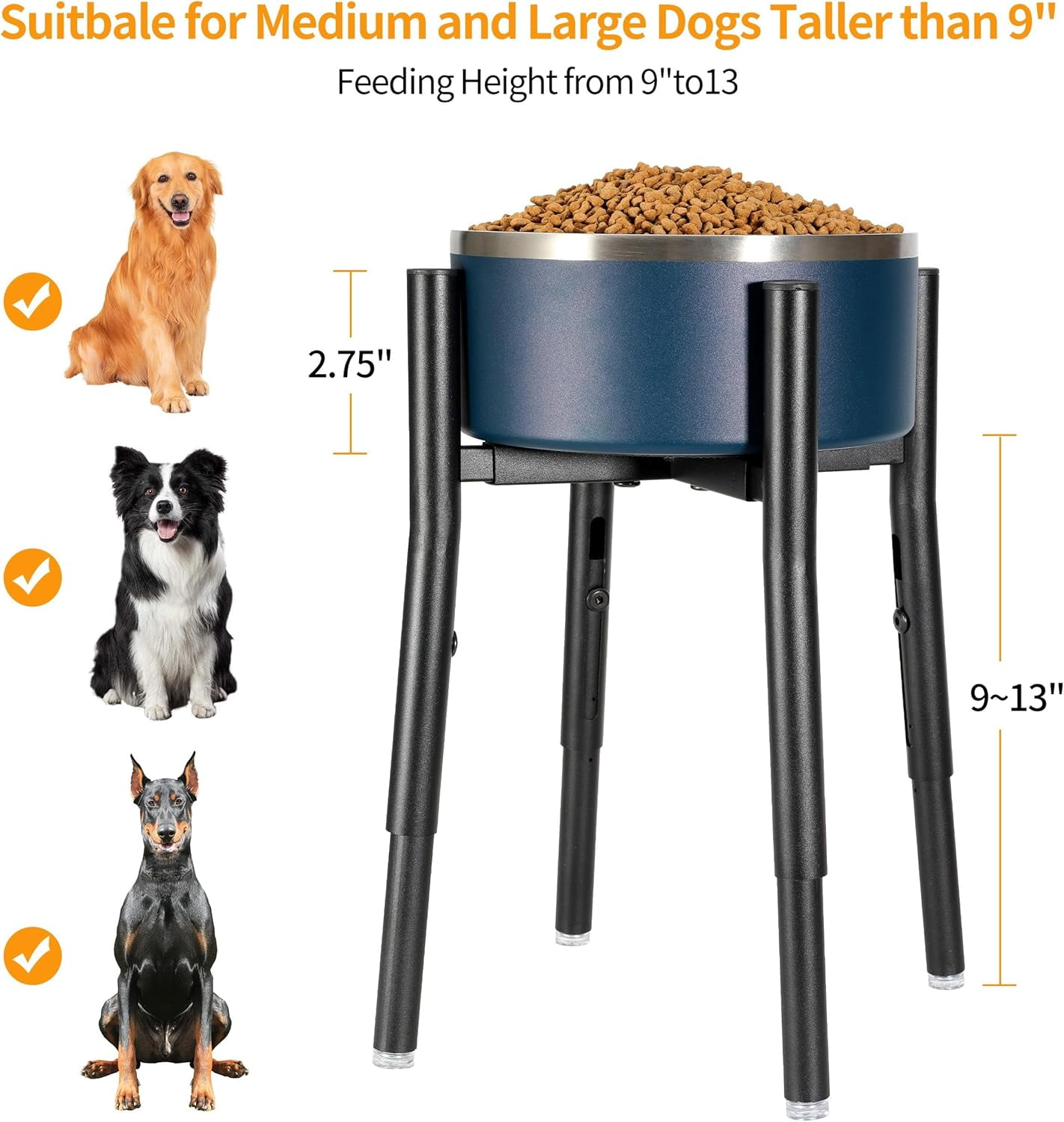 Dog Bowl Stand,Adjustable Tall Dog Food and Water Bowl Stand 8-12" Width 4 Heights,Durable Metal Elevated Dogs Bowl Holder for Medium and Large Dogs (Does not include the bowl)