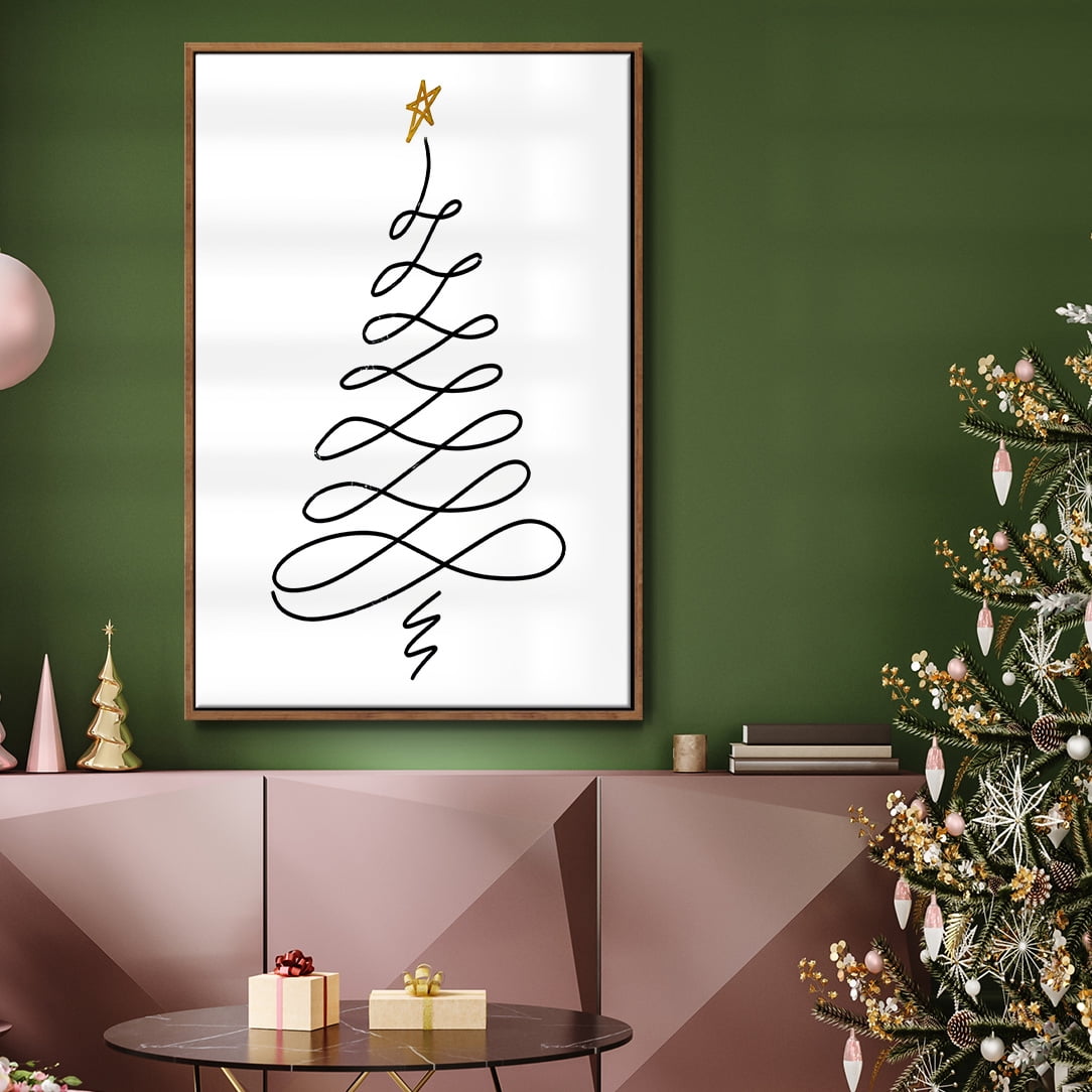 Christmas Tree III - Framed Gallery Wrapped Holiday Canvas - 25 x 37 - Rosewood Frame