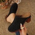 thumbnail image 5 of Women Platforms Heeled Sandals Leather Round Toe Mules Clogs Ankle Strap High Heel Summer Dress Solid Color Slipper Non Trendy Breathable Walking Vacation Outdoor Shoes, 5 of 9