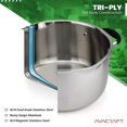 thumbnail image 6 of AVACRAFT Tri-Ply Stainless Steel Stockpot with Glass Strainer Lid, Side Spouts, 6 Quart Multipurpose Sauce Pot, 6 of 7