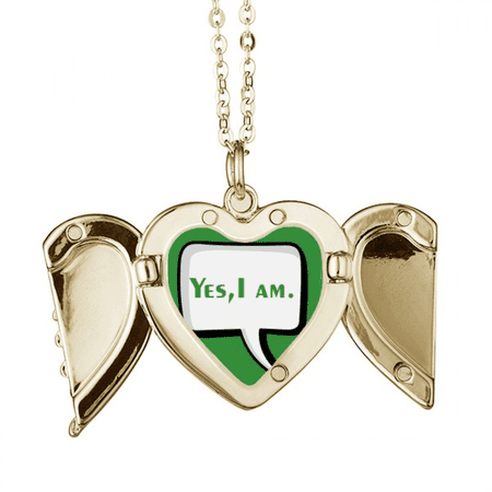 Daily Language Chat Recognition Deternation Folded Wings Peach Heart Pendant Necklace
