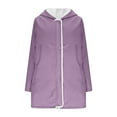 thumbnail image 6 of Gytharion Winter Fleece Lined Warm Jackets for Women Solid Casual Long Sleeve Hooded Mid-Length Coat with Pockets Loose Comfy Full Zip Up Plush Thermal Outerwear, 6 of 7